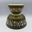 Vintage Pyrex Crazy Daisy Spring Blossom Green Nesting Mixing Bowls 401 & 403