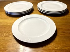 Bauscher Weiden  - 7  große Speise-Teller - weiß  mit  Wellenrand-Motiv