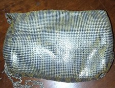 1960's MESH SHIMMERY MOD Whiting Davis Style Silver W/Tinge of God Padded Flap