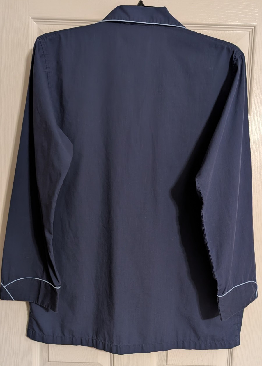 Christian Dior Monsieur Mens L/S Button Pajama Top Navy Bl /Light blue Trim Sz L thumbnail 4