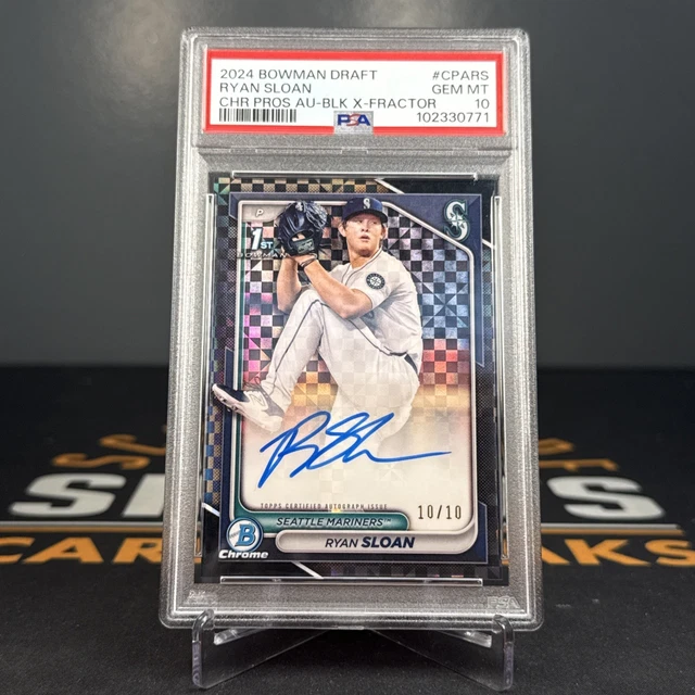 Ryan Sloan 2024 Bowman Draft Chrome Black X-Fractor 1st Auto /10 PSA 10