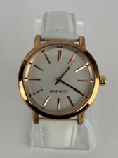 Nine West 9W/1706 38mm Rose Gold Tone Quartz Watch w/Leather Band New Battery