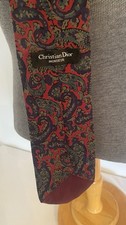 Christian Dior Monsieur Silk Tie Red Burgundy Paisley Made in USA Quick Shipping