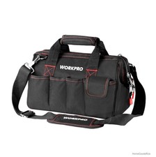 Tool Bag 12 Inch Wide Mouth 500D Polyester 7 Exterior Pockets Padded Handle