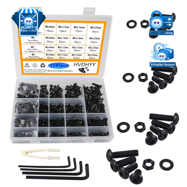 Schrauben Set 1180-Teilig M2 M3 M4 M5 Kohlenstoffstahl Mit Box-image