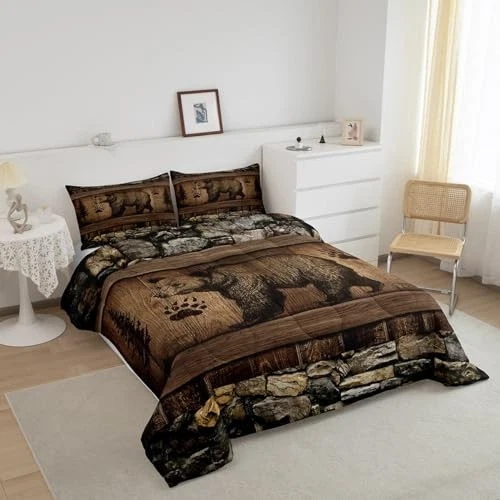 Hunting Bear Comforter Set Jungle Wild Animal Bedding Sets Queen Color 43 - Image 2 of 4