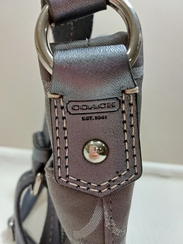 Coach Signature Csnvas Logo Crossbody File Bag F-20430 Gray Silver Adjast NewWT - Picture 5 of 24