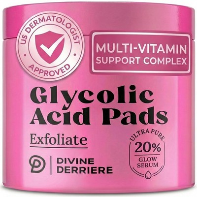 DIVINE 20% Glycolic Acid Peel Pads Face Exfoliating Toner Pads 50 Count
