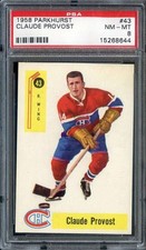 1958-59 Parkhurst #43 Claude Provost PSA 8 Canadiens *ML70-566