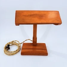 Bankers Desk Library Students Lamp Vtg All Wood Unique Hand Made 1930s-40s