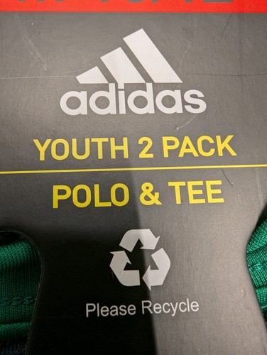 Adidas Youth polo tee 2-Pack Performance Tee Navy/ Green M 10/12 or XL 18/20 - Picture 2 of 6