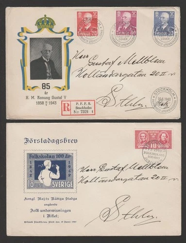 Sweden 1942/43 lot of 2 attractive FDC