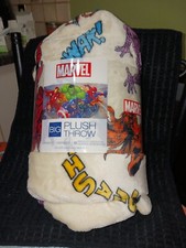 The Big One Oversized Marvel Plush Avengers Beige Throw Blanket with Hulk, 5'x6'