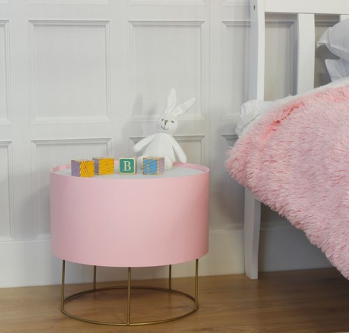 Pink Wooden Storage Ottoman Stool Home Kids Bedroom Decor Bedside Table Unit - Picture 13 of 24