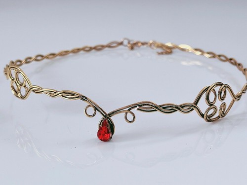 Women Celtic Simple Queen Brozne Gem Forehead Crown Tiara Hair Head Band Circlet - Picture 14 of 14