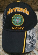 U.S. Army Retired Military Black Camo Embroidered Cap Hat Mens Adjustable EUC