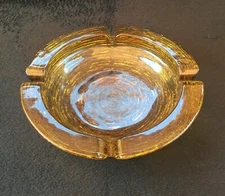 Vintage  Anchor Hocking Soreno Bark Amber Glass Ashtray 8-1/2 "   1960