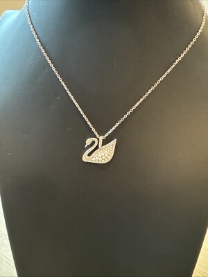 Swarovski 5411791 Iconic Swan White Pearl Crystal Pendant Necklace