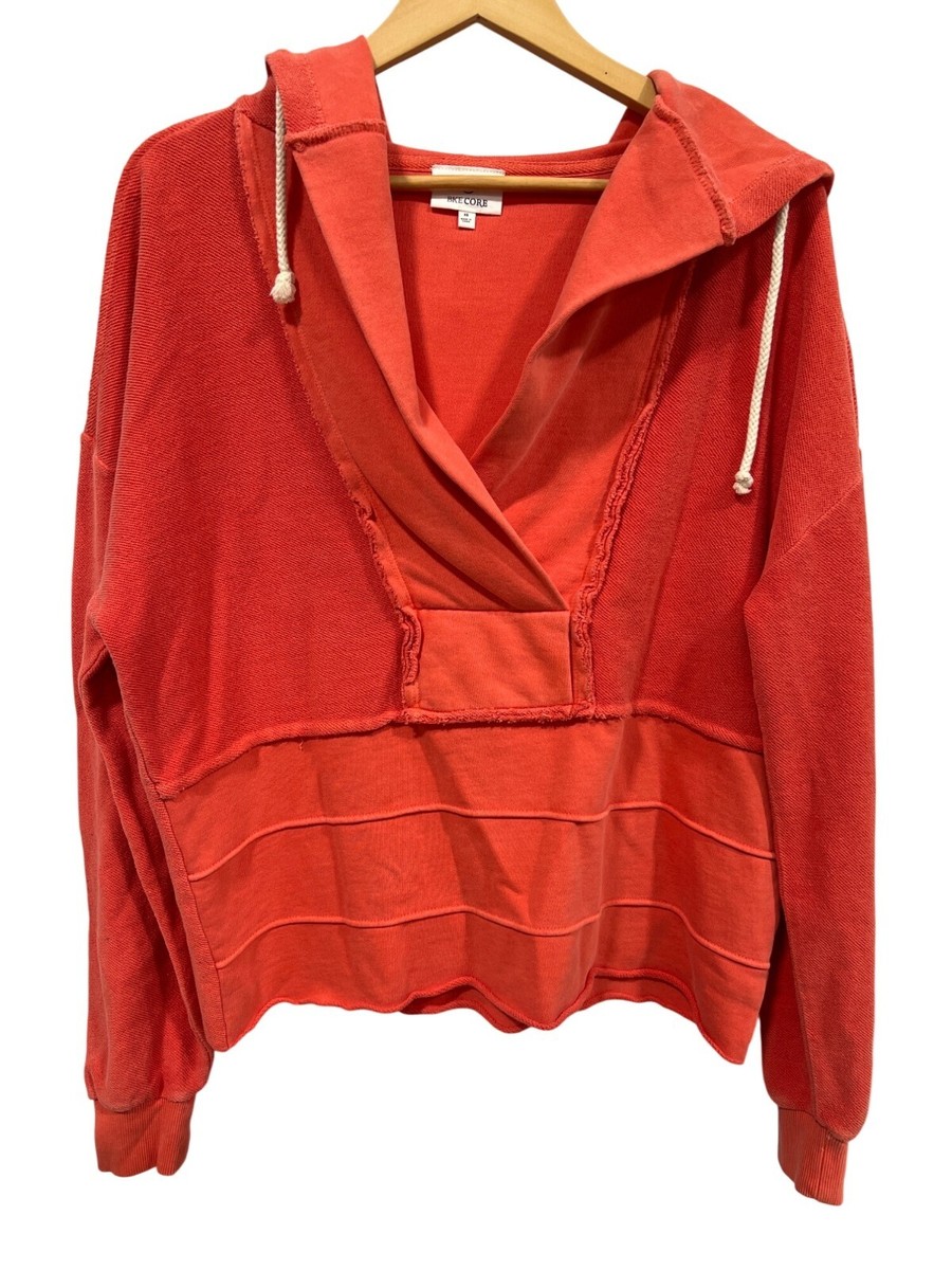 BKE Core Reverse Pieced French Terry Active Hoodie Women XS Coral