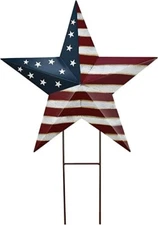 Metal Barn Stars Garden Stake Hanging Star Ornament American Flag Yard Sign
