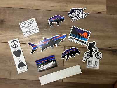 NEW Patagonia rare 10 sticker lot fitz roy fish animal mountain bike outdoors