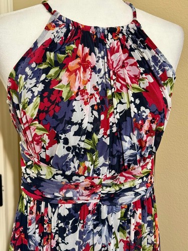 NWT Maggy London Women Multi Floral Mesh Jersey Maxi Dress Size 2 - Picture 4 of 12