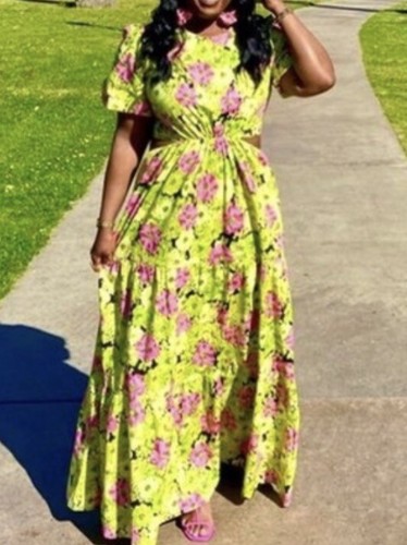 NWT WAYF Plaza Cutout Tiered Maxi Dress 