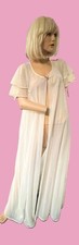 Vintage 60's VAL MODE White Sheer Chiffon Robe Dressing Gown M/L