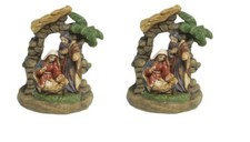 2 Pezzi Presepe Gruppo Natività con Palma 5cm in Resina