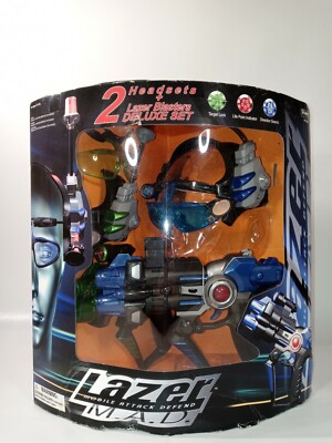 SILVERLIT LAZER MAD MOBILE ATTACK DEFEND 2 HEADSETS 2 LAZER TAG BLASTERS