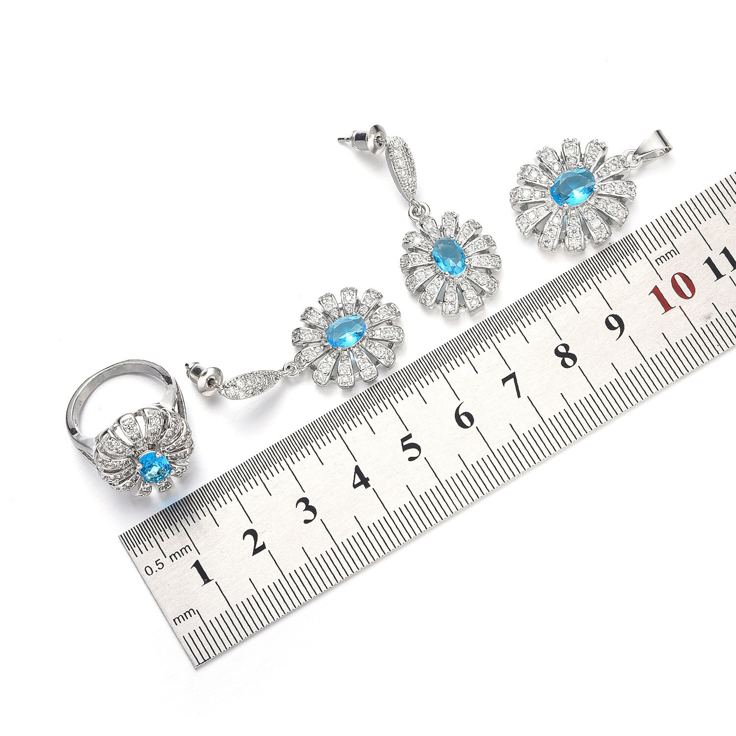 New 3pc Luxury Jewelry Set Green Citrine Gems Gold Women Girl Necklace