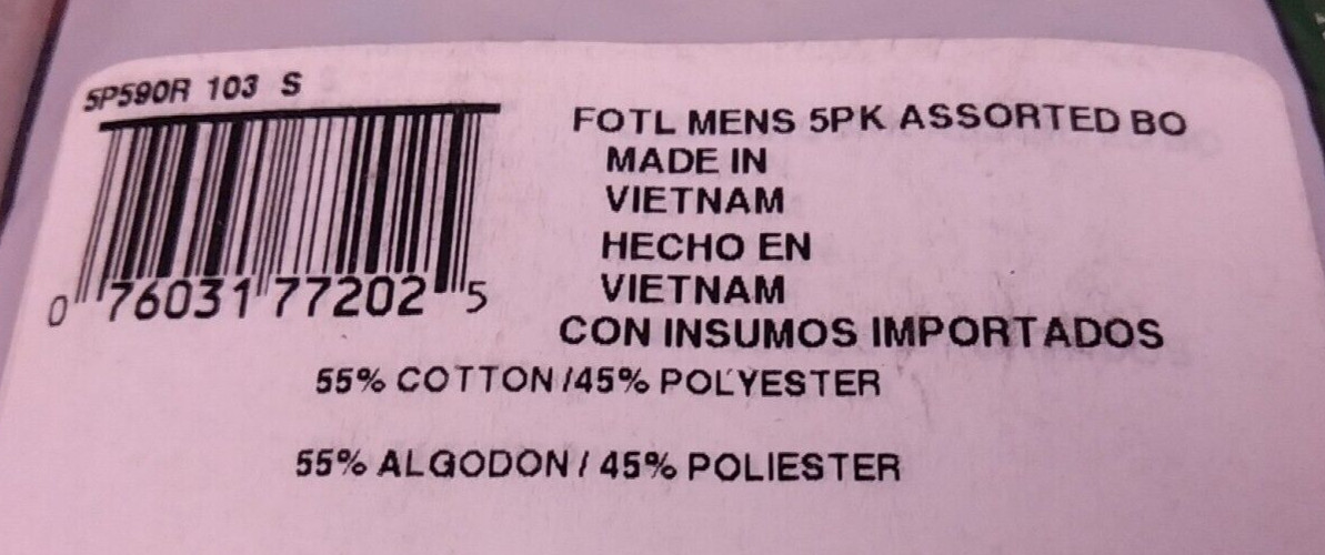 Fruit Of The Loom Men's 5 Tag Free Fashion Plaids Boxers Size S - New. (70)