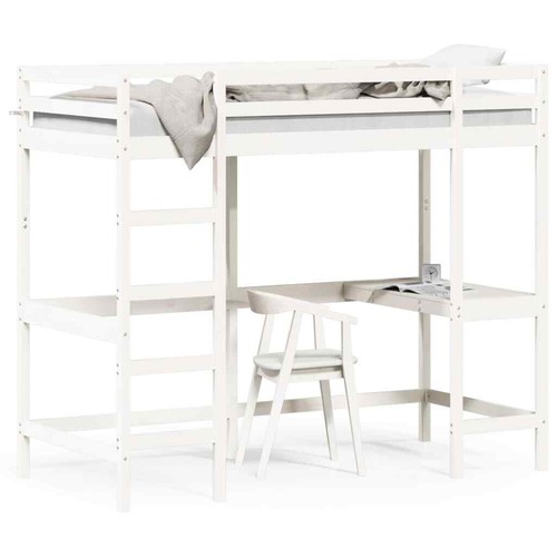 Hochbett mit Schreibtisch Kinderbett Etagenbett Bett Massivholz Kiefer vidaXL - Bild 7 von 61