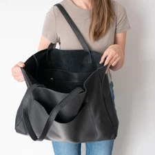 Handmade LARGE Tote Bag, BLACK OVERSIZE Shopper Bag, Leather Shopper Bag