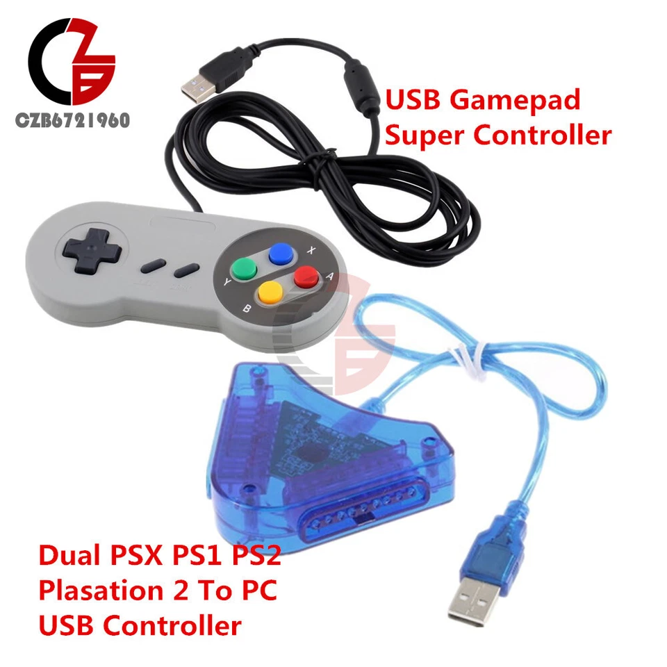 Dual PS PS2 To PC Game Controller Super Controller USB Joypad Converter Adapter - Image 2 of 4