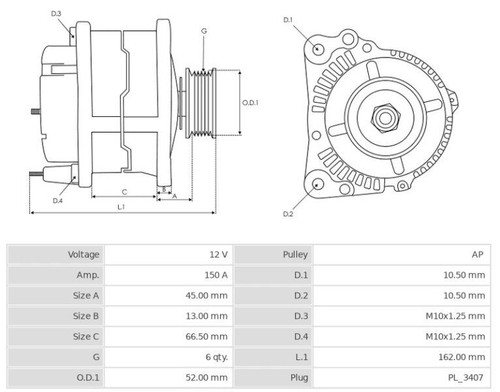 Alternator 12V/150A MAZDA 2 1.5 A2TX9091 - Picture 6 of 6
