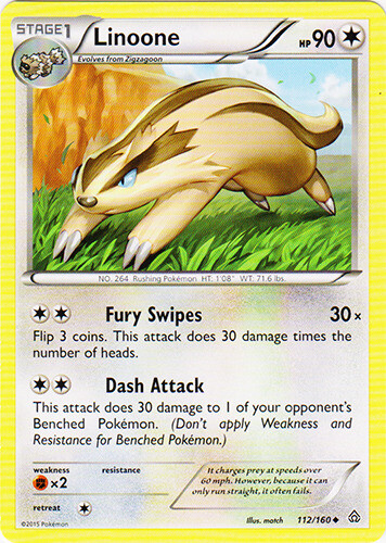 Pokemon - Linoone - 112/160 - Uncommon - XY - Primal Clash - NM