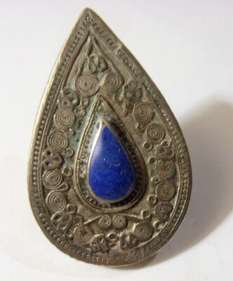Bague Argent 900 Avec Lapis Lazuli - Style Kazakh Tribal Vintage - Taille 9