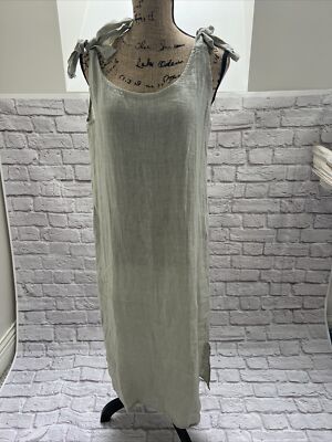 valentina naldi linen dress Valentina Naldi NWT Linen Off the Shoulder White and Blue Floral Dress Size M