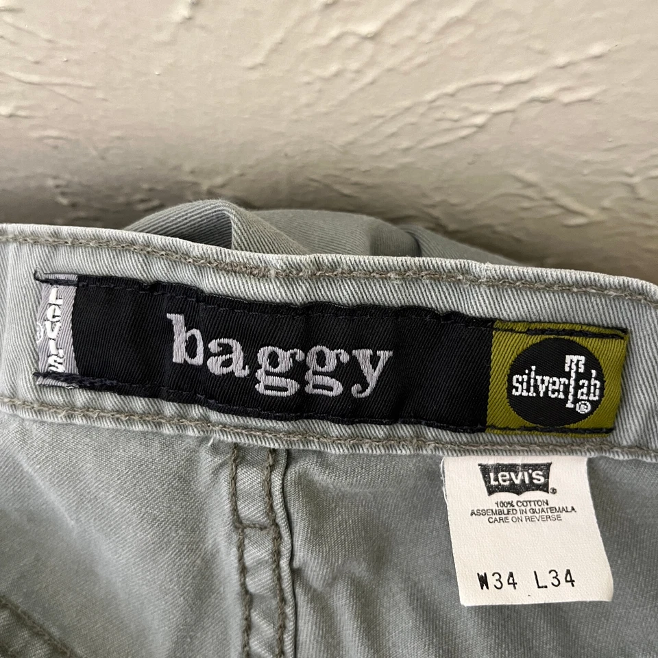 Levis Silvertab 牛仔裤男式 34x34 绿色宽松复古 90 年代滑板 — 第 4/4 张图片
