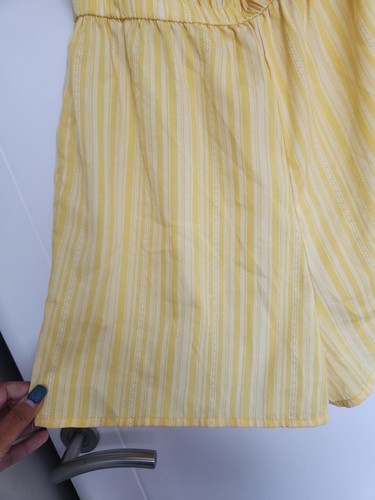PRIMARK LADIES YELLOW WHITE STRIPED SHORT SLEEVE OFF THE SHOULDER PLAYSUIT 10 - Picture 2 of 5