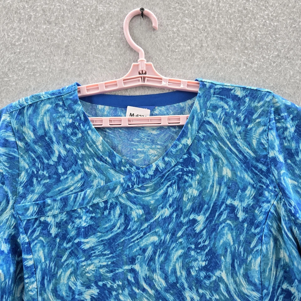 Blusa Médica Carhartt Mujer Grande Azul Fuerza Cruz Flexible Cuello en Y Moda Manga Corta Foto 4 de 4