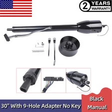 30" GM Steering Column Tilt Manual Floor Shift No Key w/ ADAPTER Hot Rod Black