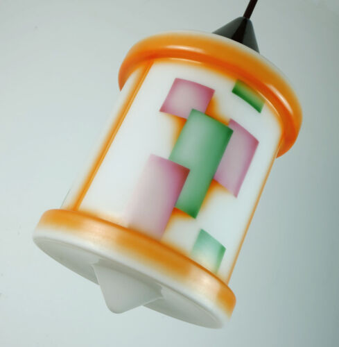 art déco glass PENDANT LIGHT airbrush spritzdekor 1920s 30s avantgarde design - Picture 1 of 10