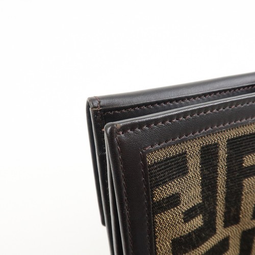 FENDI Canvas Leather Bi-fold Long Wallet Brown 8M0112 Authentic Used F/S - Picture 10 of 23