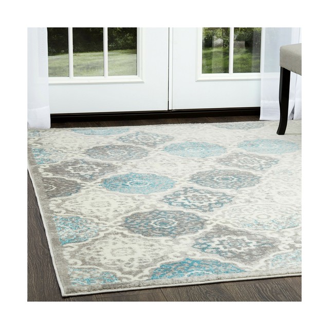 Home Dynamix Boho Andorra Area Rug 6 X9 Geometric Ikat Gray Blue