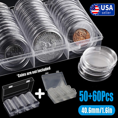 110Pcs Direct Fit Airtight 40.6mm American Silver Eagle 1Oz Coin Holder Capsules