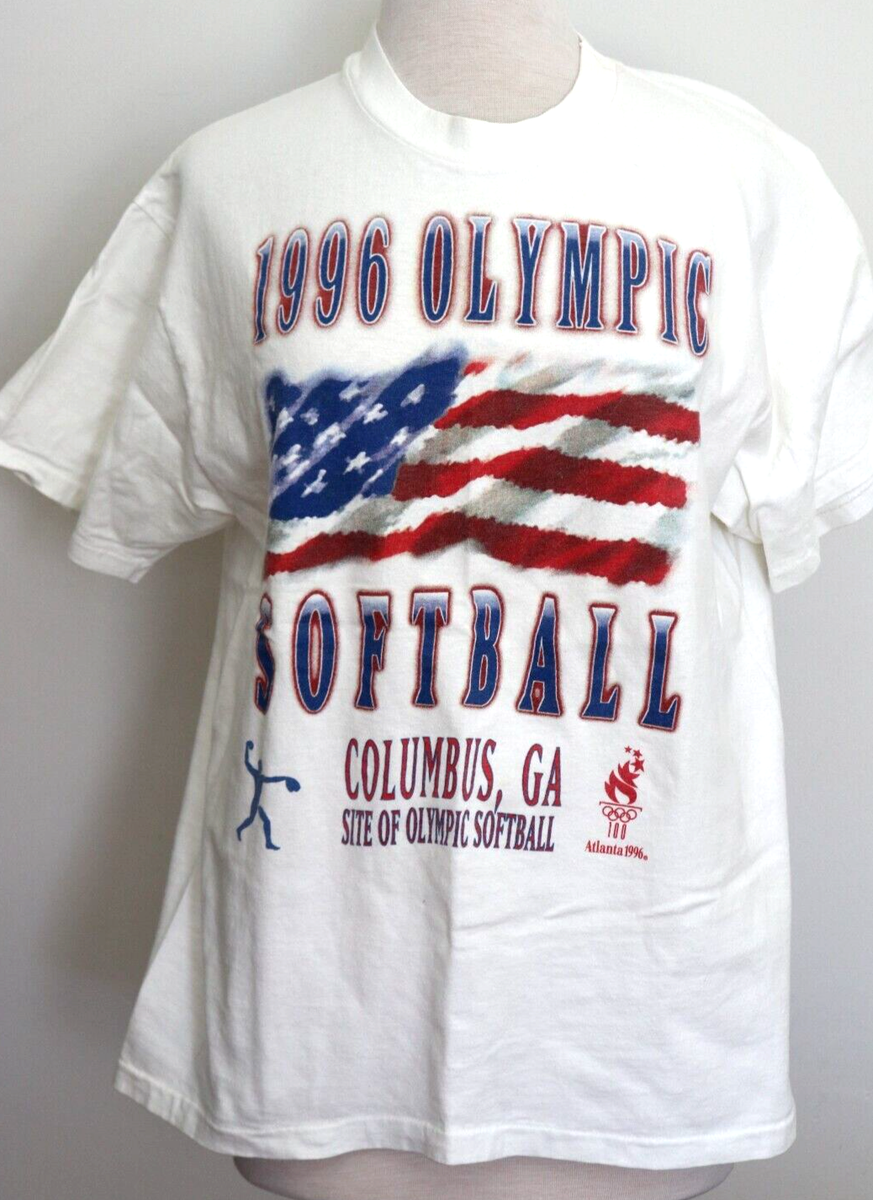 Olympics Softball T Shirt Adult Large White Vintage 1996 Atlanta 