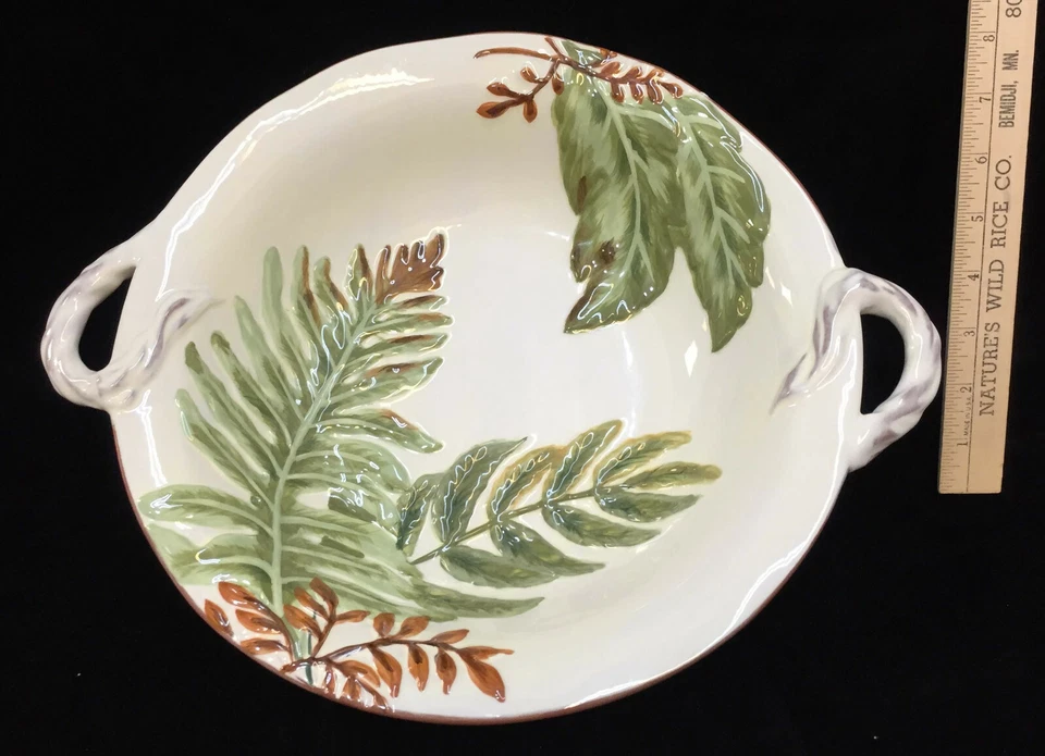 Frutero para servir con hojas de cerámica arcilla terracota cerámica hojas botánicas Foto 2 de 4