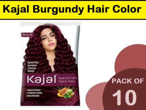 10 x12g Kajal Burgundy Henna Powder Hair Color Made from 100% Pure Organic Henna - Picture 1 of 5